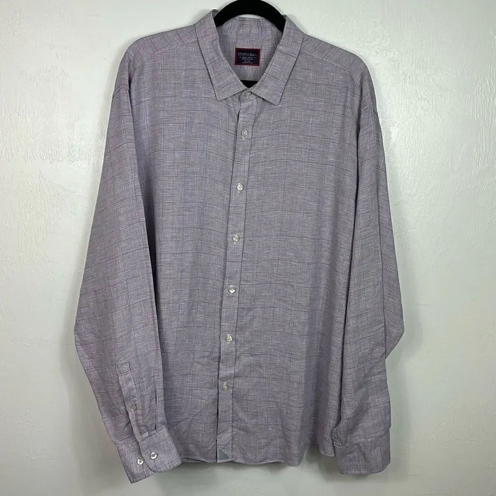 UNTUCKit Plaid Linen Wrinkle Resistant Long Sleeve Button Down Shirt Size XXXL